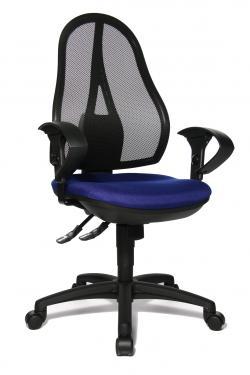 Büro Drehstuhl Office mit Netzrückenlehne und verstellbaren Armlehnen - GS Intertek-8 Stunden Sitzer-Bezug blau-Punkt-Synchronmechanik der Sitz und Rückenlehne -  sofort lieferbar !